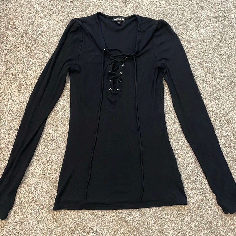 Lace up black shirt